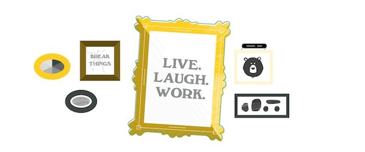 Illustration of company values on a wall