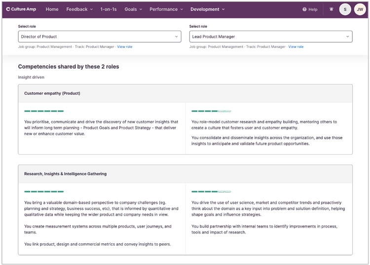 How Culture Amp's new AI feature allows employees and HR to compare roles