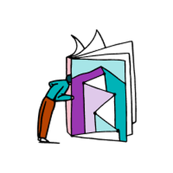 illustration of a person looking in a book