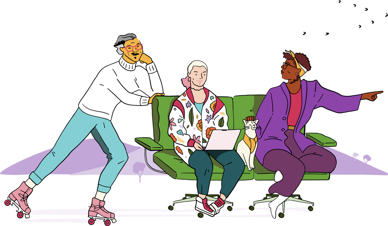 Illustration of a team moving towards their goal